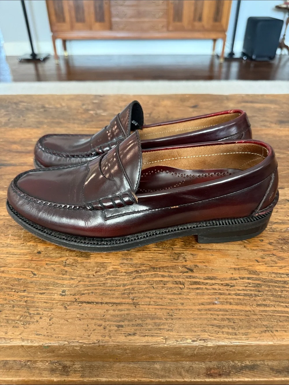 Johnston & Murphy Burgundy Leather Classic Penny Loafers Size 7D